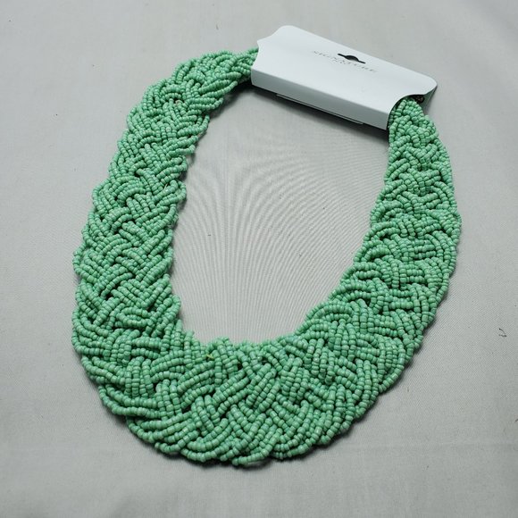 Signature turquoise - seafoam green braided seed bead Bohemian choker necklace - Picture 2 of 3